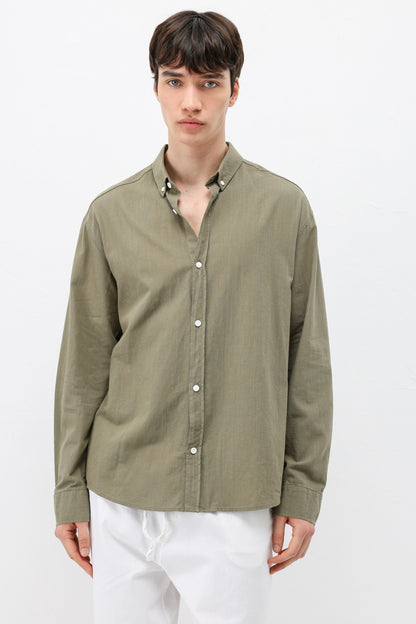 Basic Oversize Pamuk Keten Gömlek