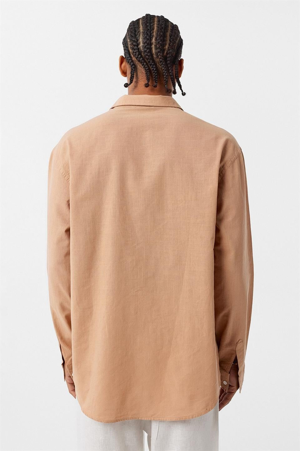 Basic Oversize Pamuk Keten Gömlek