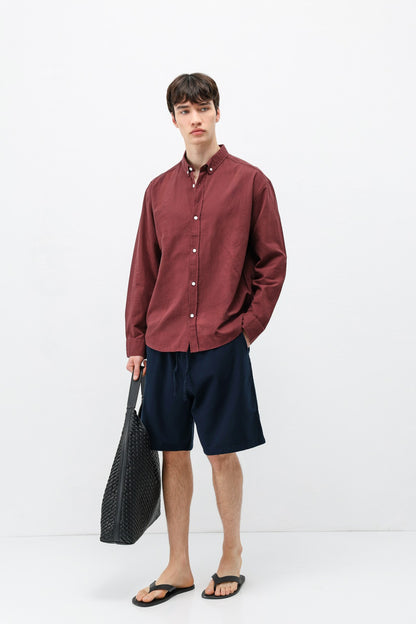 Basic Oversize Pamuk Keten Gömlek