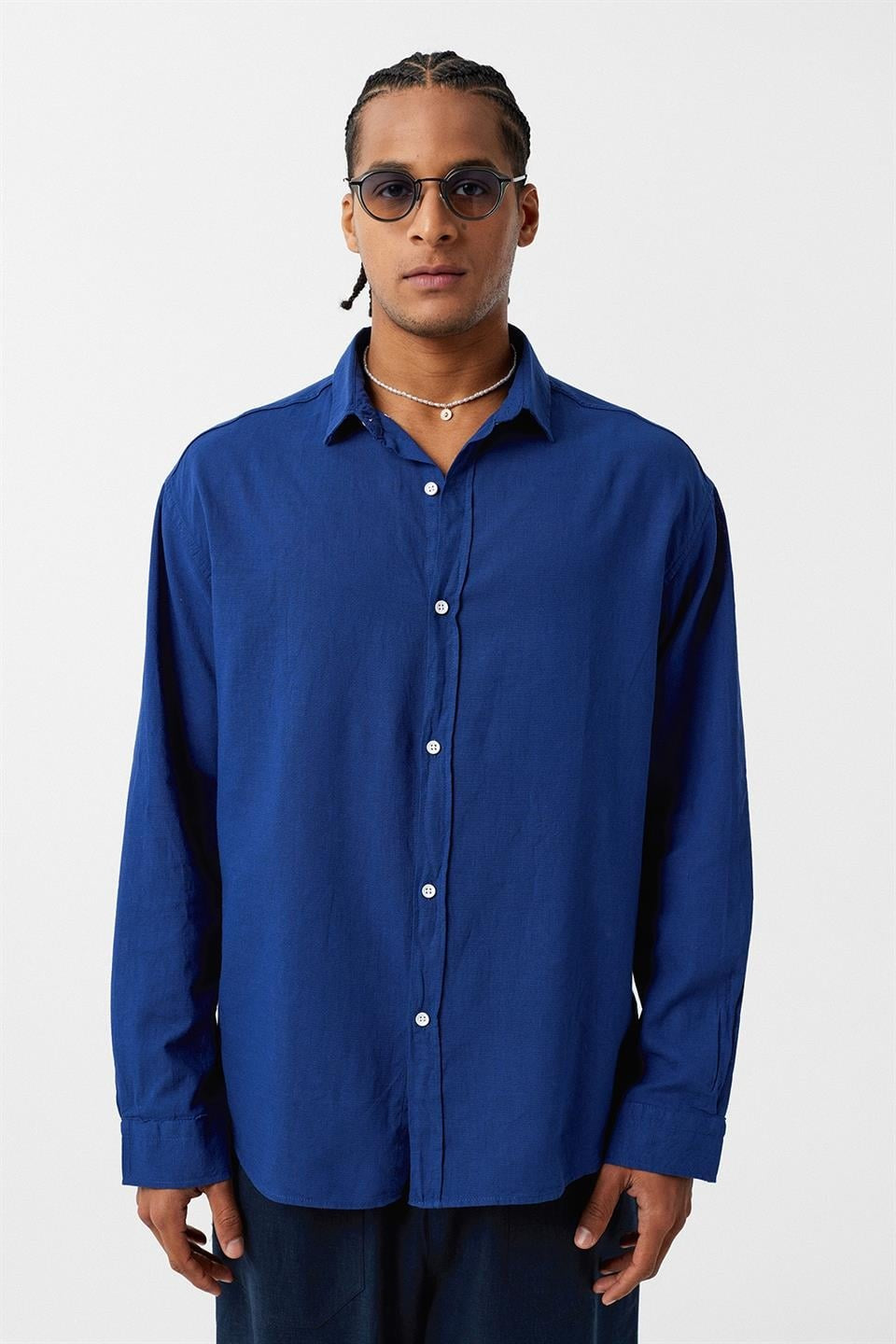 Basic Oversize Pamuk Keten Gömlek