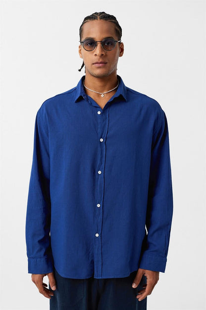Basic Oversize Pamuk Keten Gömlek