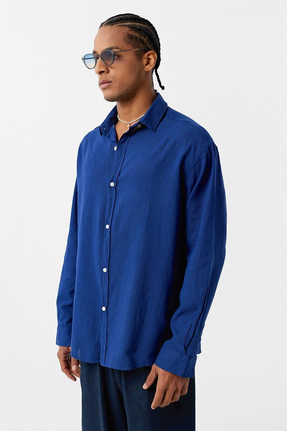 Basic Oversize Pamuk Keten Gömlek
