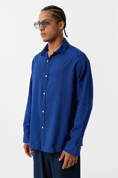 Basic Oversize Pamuk Keten Gömlek