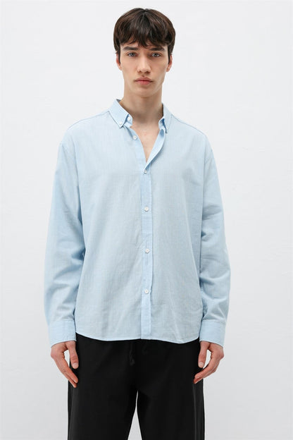 Basic Oversize Pamuk Keten Gömlek