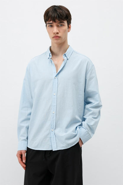 Basic Oversize Pamuk Keten Gömlek