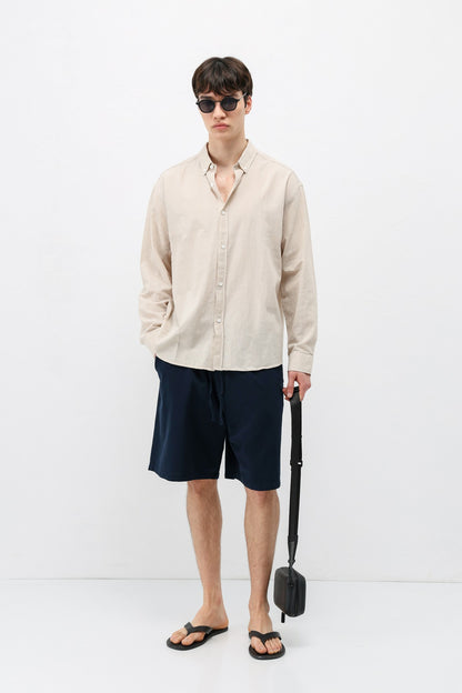 Basic Oversize Pamuk Keten Gömlek