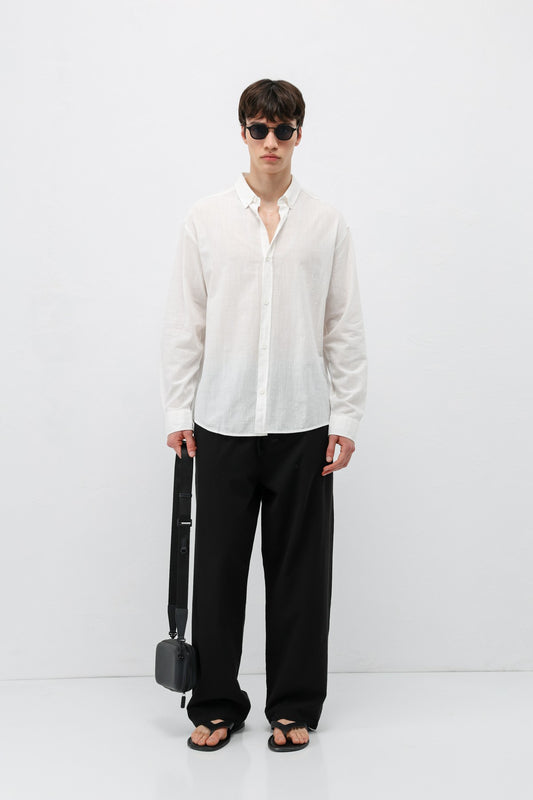 Basic Oversize Pamuk Keten Gömlek