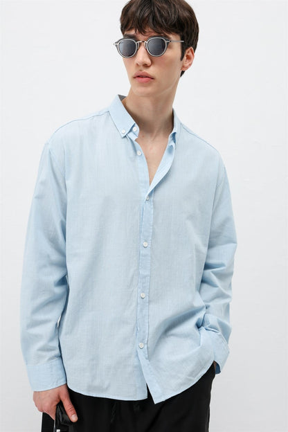 Basic Oversize Pamuk Keten Gömlek