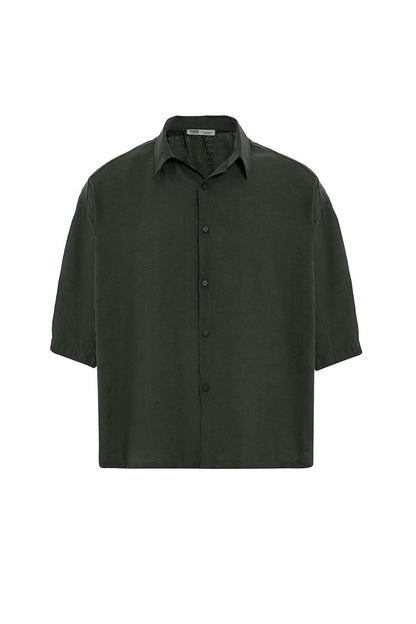 Oversize Kısa Kol Modal Kumaş Gömlek