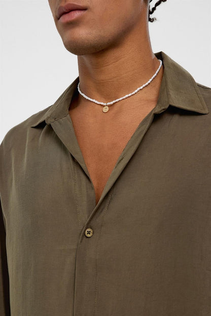 Basic Oversize Uzun Kollu Modal Karışımlı Gömlek
