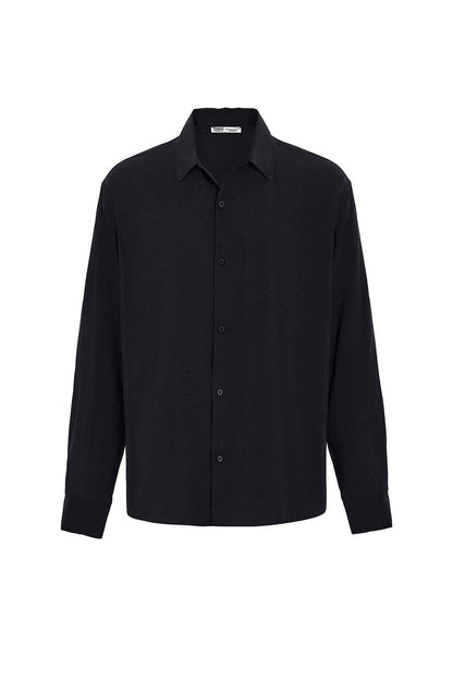 Basic Oversize Uzun Kollu Modal Karışımlı Gömlek