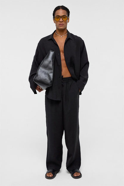 Basic Oversize Uzun Kollu Modal Karışımlı Gömlek