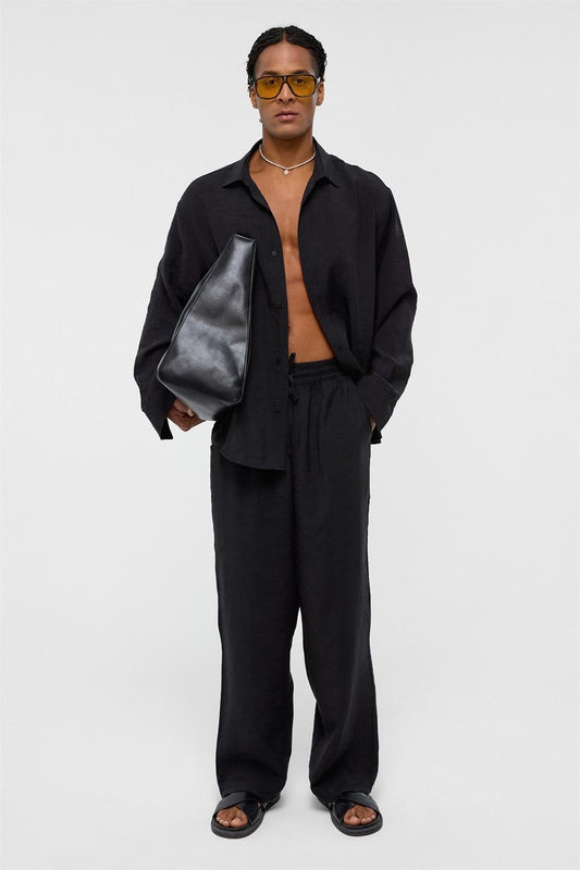 Basic Oversize Uzun Kollu Modal Karışımlı Gömlek