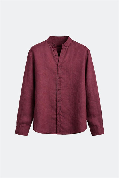 %100 Keten Oversize Uzun Kollu Gömlek