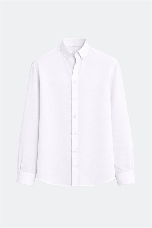 %100 Keten Oversize Uzun Kollu Gömlek