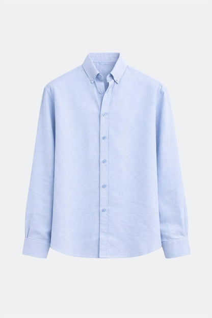 %100 Keten Oversize Uzun Kollu Gömlek