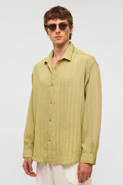 Oversize Uzun Kollu Modal Kumaş Gömlek