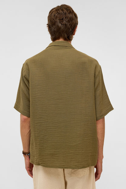 Oversize Kısa Kollu Müslin Kumaş Gömlek