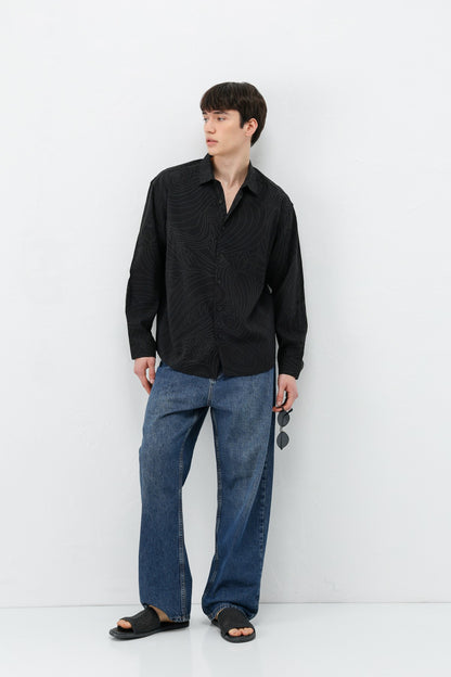 Oversize Dikiş Detaylı Gömlek