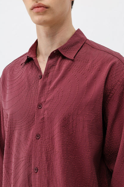 Oversize Dikiş Detaylı Gömlek