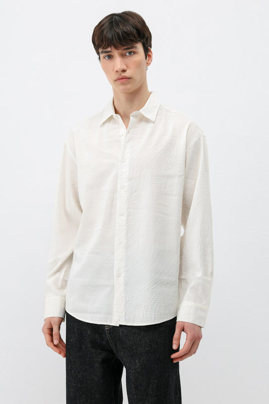 Oversize Dikiş Detaylı Gömlek