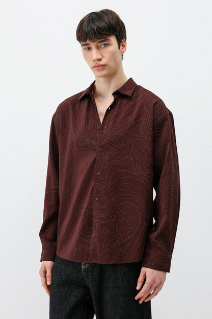 Oversize Dikiş Detaylı Gömlek