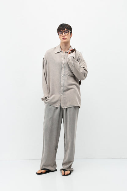 Oversize Yıkamalı Cep Detaylı Gömlek