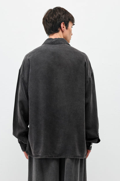 Oversize Yıkamalı Cep Detaylı Gömlek