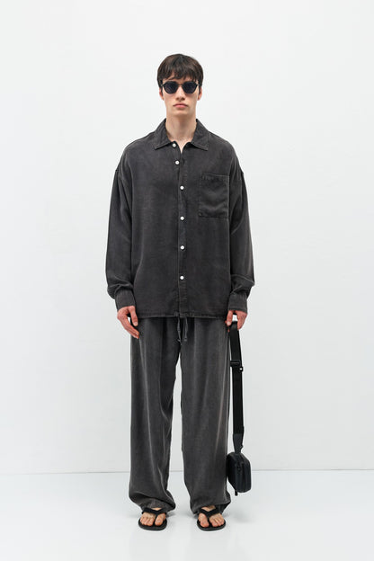 Oversize Yıkamalı Cep Detaylı Gömlek