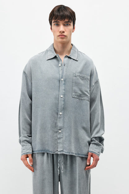 Oversize Yıkamalı Cep Detaylı Gömlek