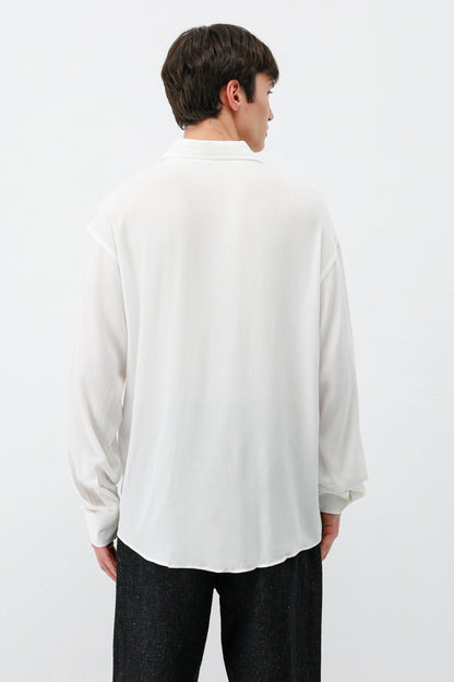 Hafif Dokulu Oversize Gömlek