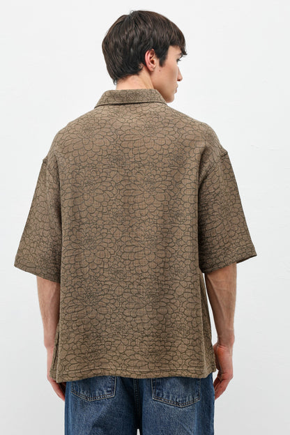Oversize Desenli Kısa Kollu Gömlek