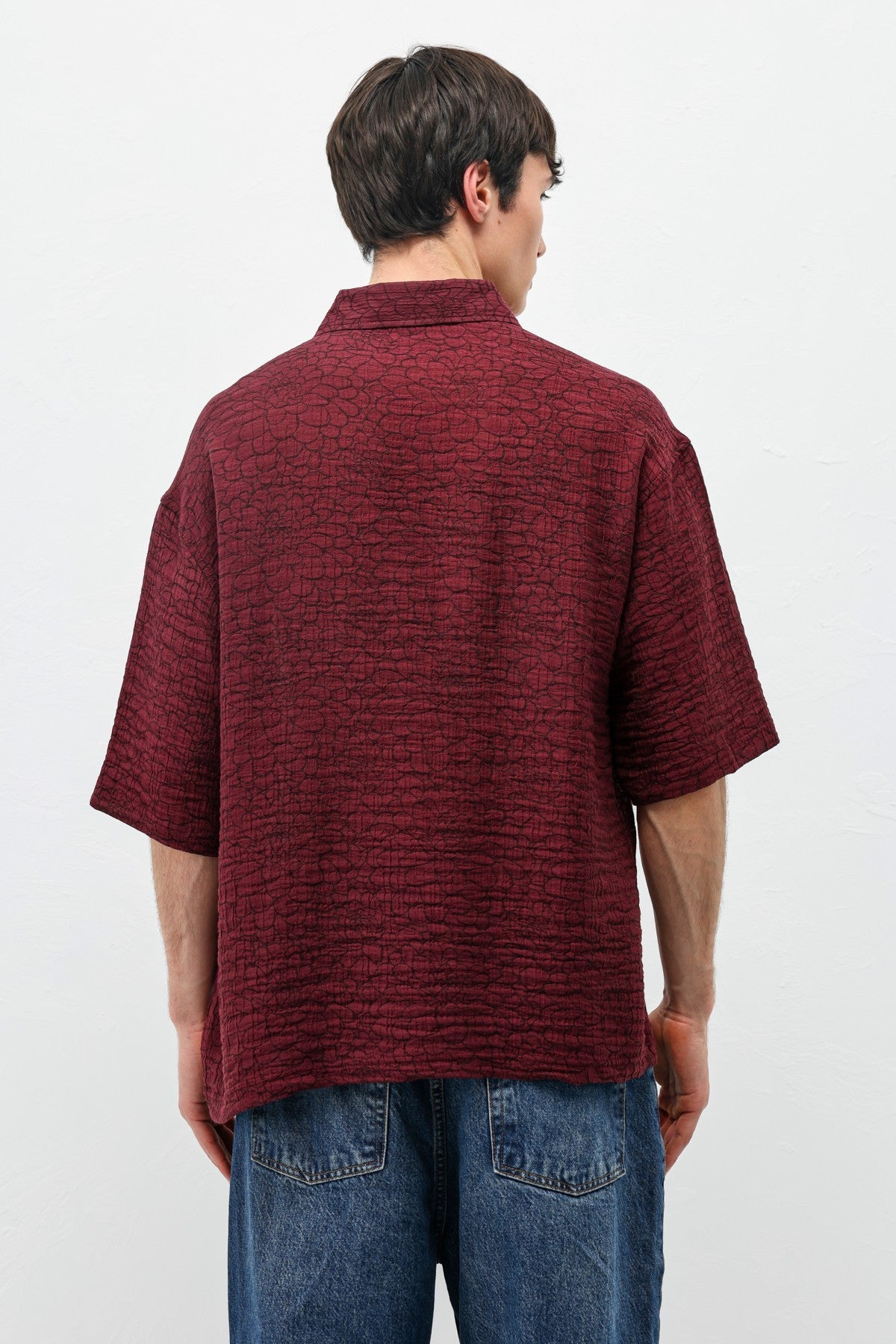Oversize Desenli Kısa Kollu Gömlek