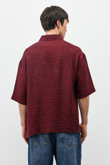 Oversize Desenli Kısa Kollu Gömlek