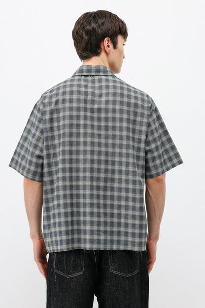 Kareli Kısa Kollu Oversize Gömlek