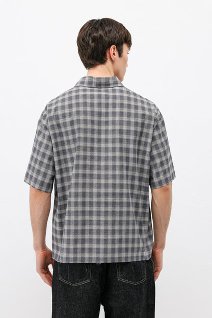 Kareli Kısa Kollu Oversize Gömlek