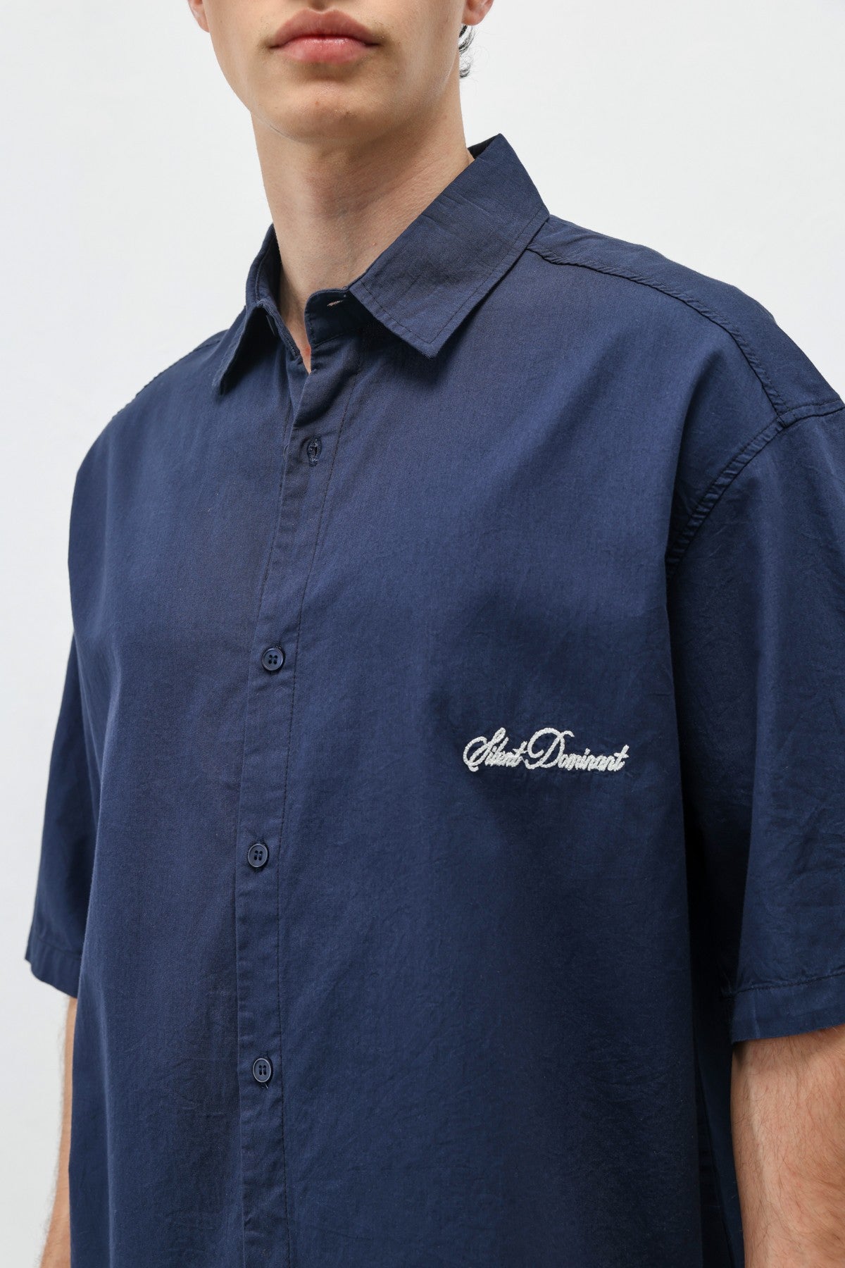 Oversize Yazı Baskılı Kısa Kollu Gömlek