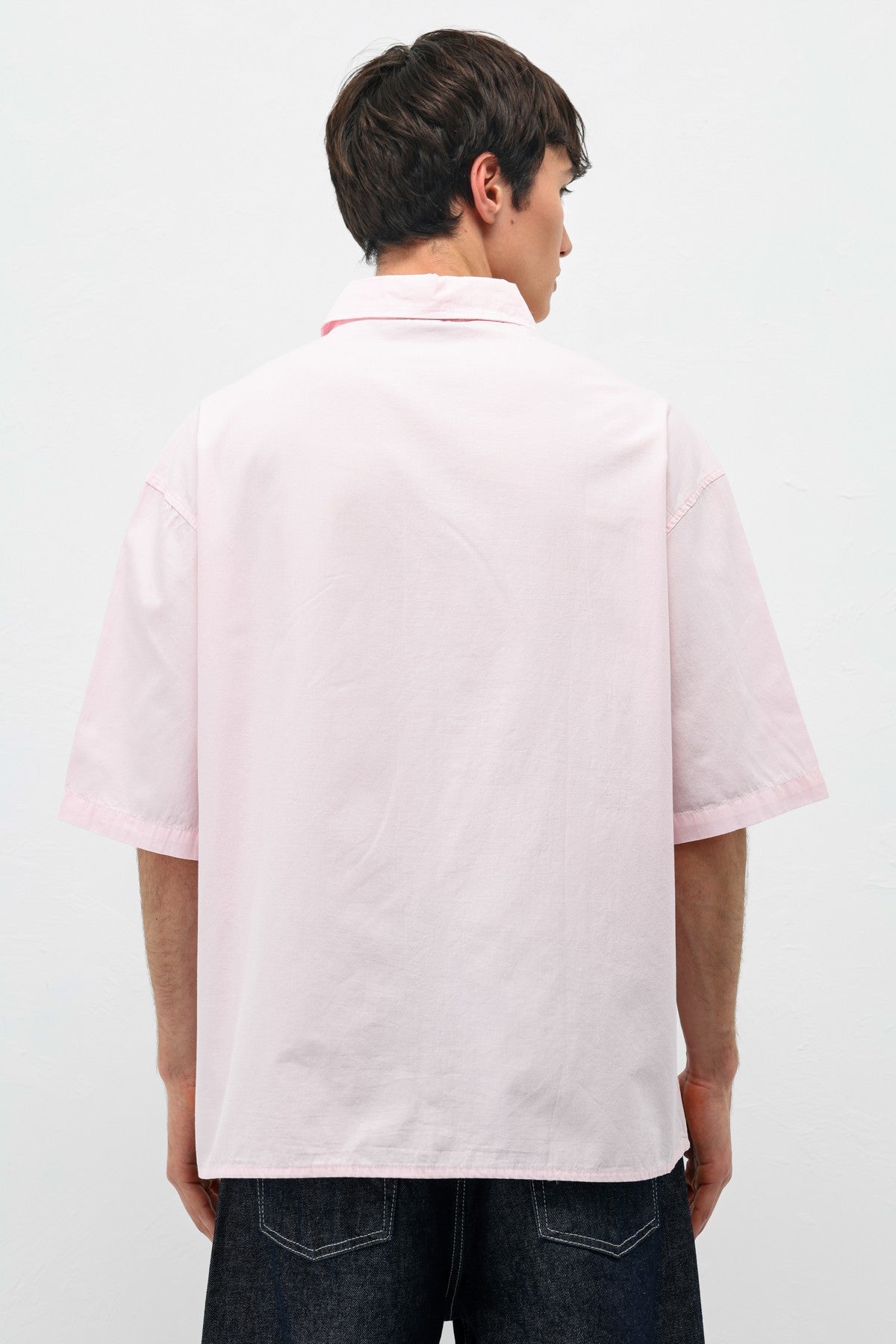 Oversize Yazı Baskılı Kısa Kollu Gömlek