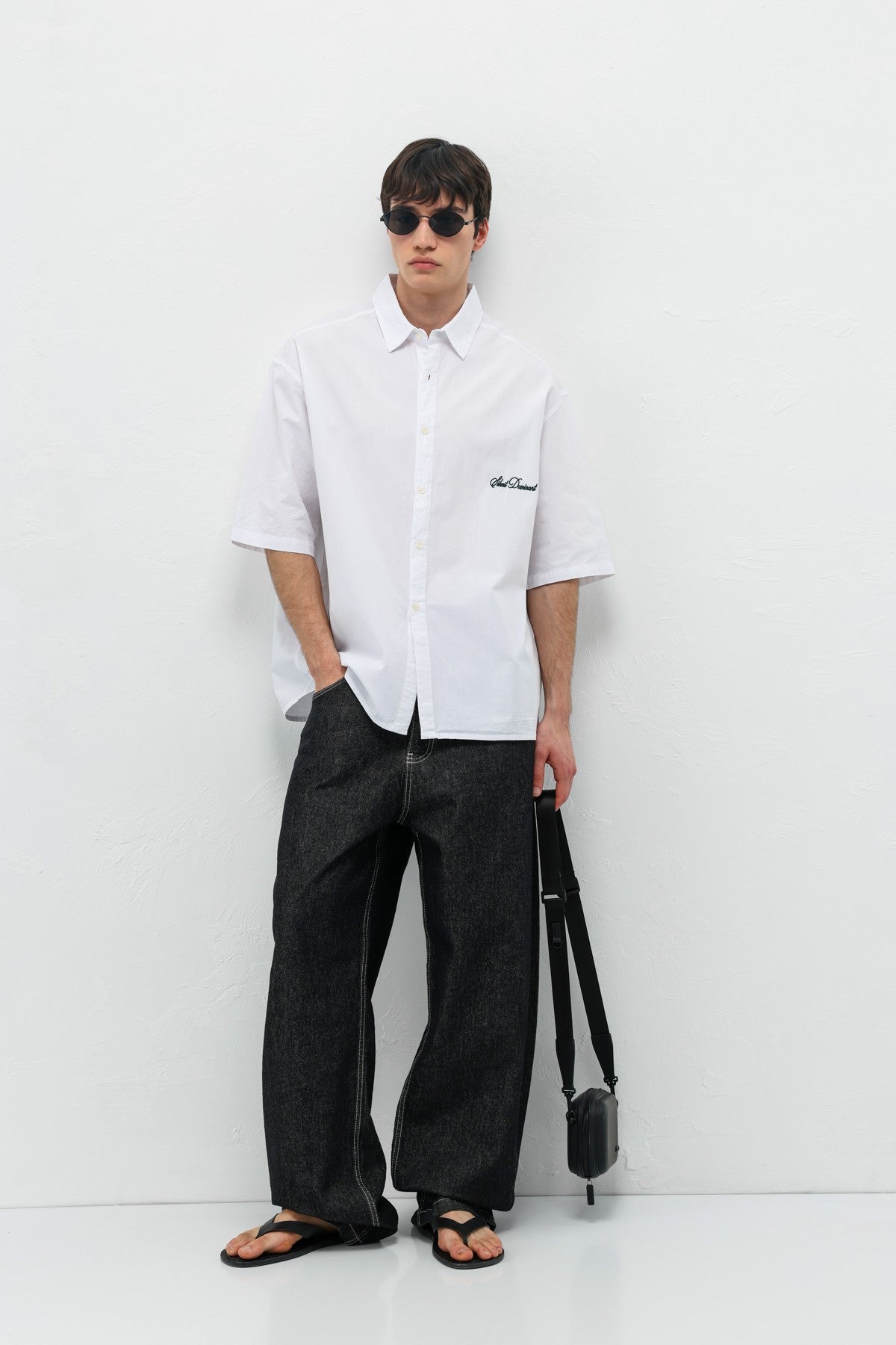 Oversize Yazı Baskılı Kısa Kollu Gömlek