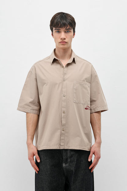 Baskılı Oversize Keten Gömlek