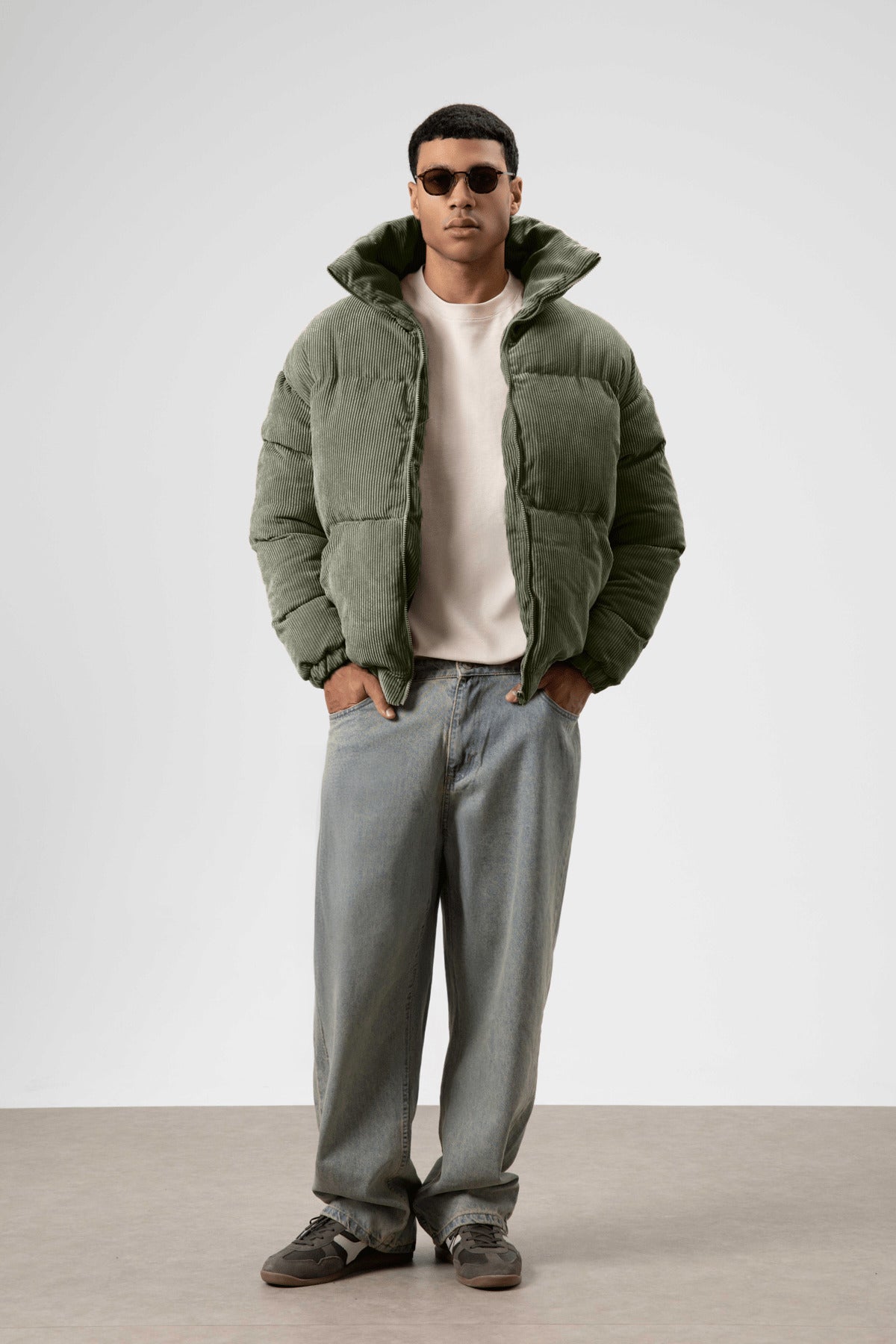 Oversize Kadife Şişme Mont