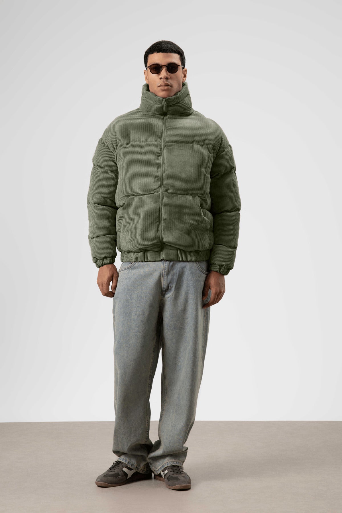 Oversize Kadife Şişme Mont