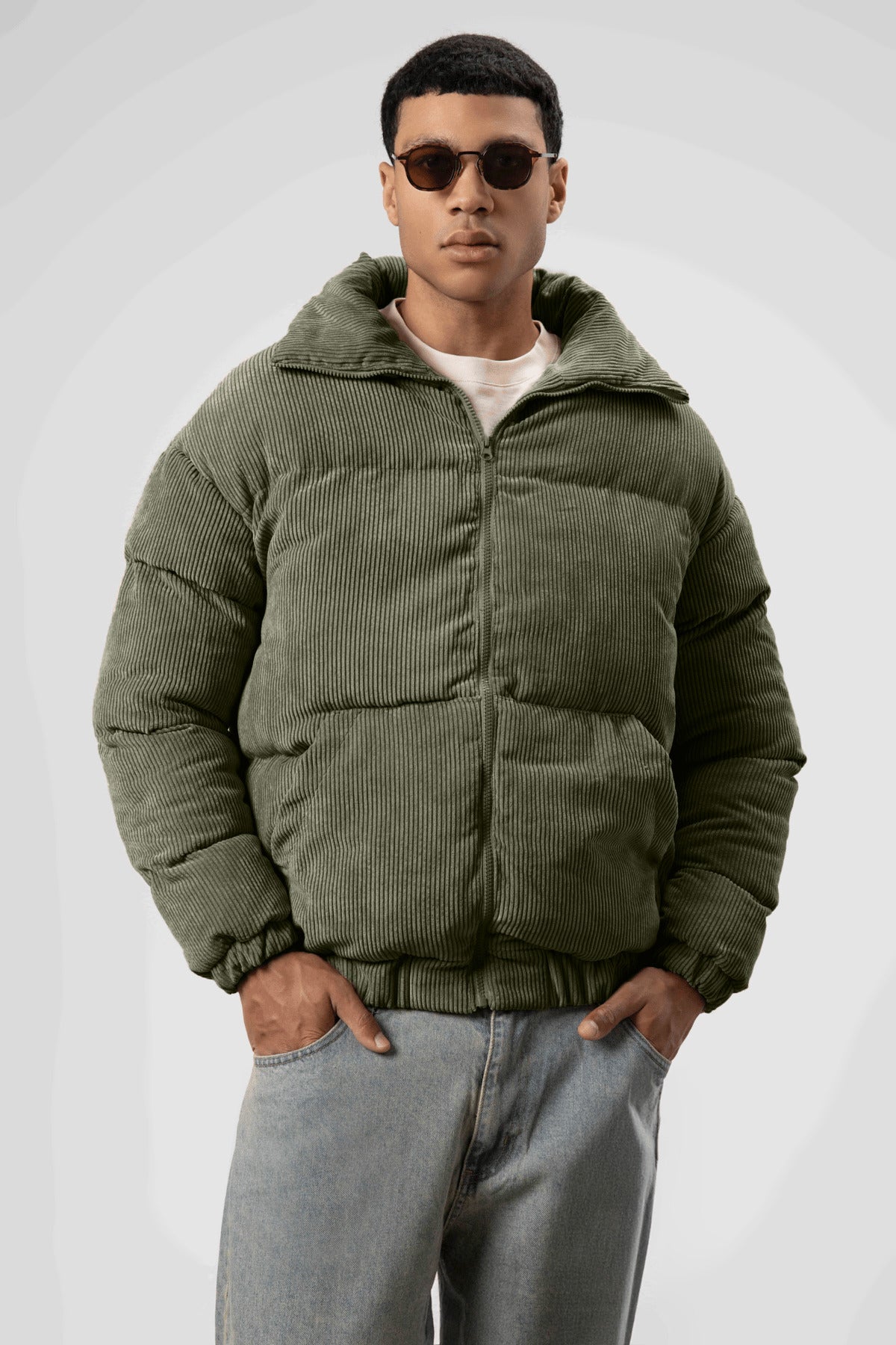 Oversize Kadife Şişme Mont