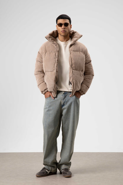 Oversize Kadife Şişme Mont