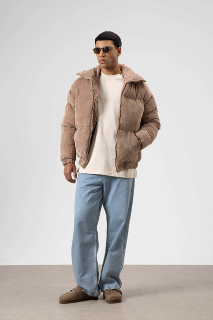 Oversize Kadife Şişme Mont