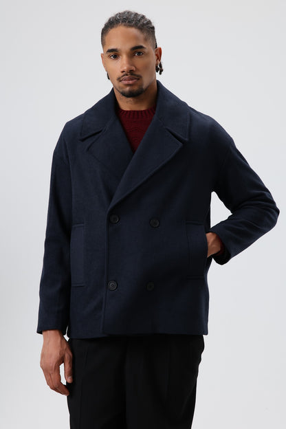 Oversize Kruvaze Kısa Kaşe Ceket