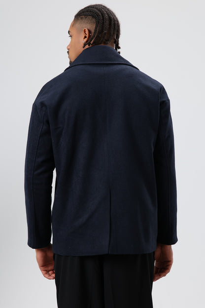 Oversize Kruvaze Kısa Kaşe Ceket