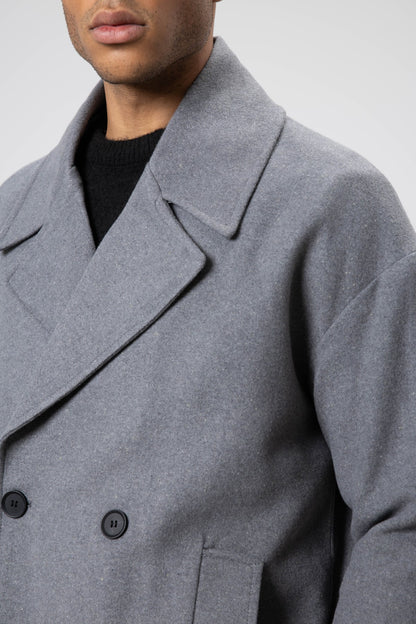 Oversize Kruvaze Kısa Kaşe Ceket