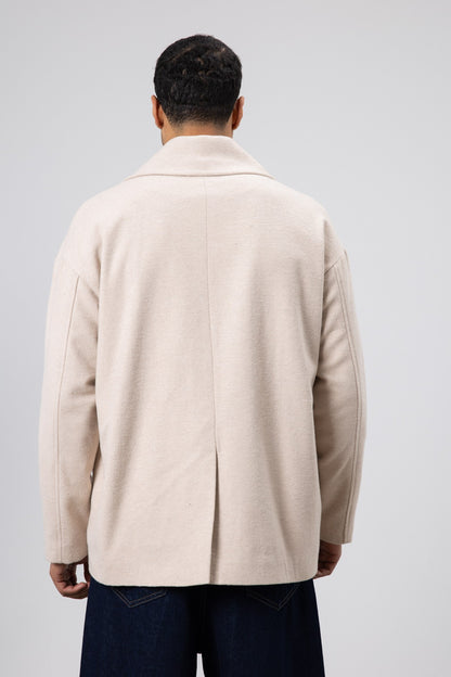 Oversize Kruvaze Kısa Kaşe Ceket