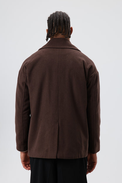 Oversize Kruvaze Kısa Kaşe Ceket